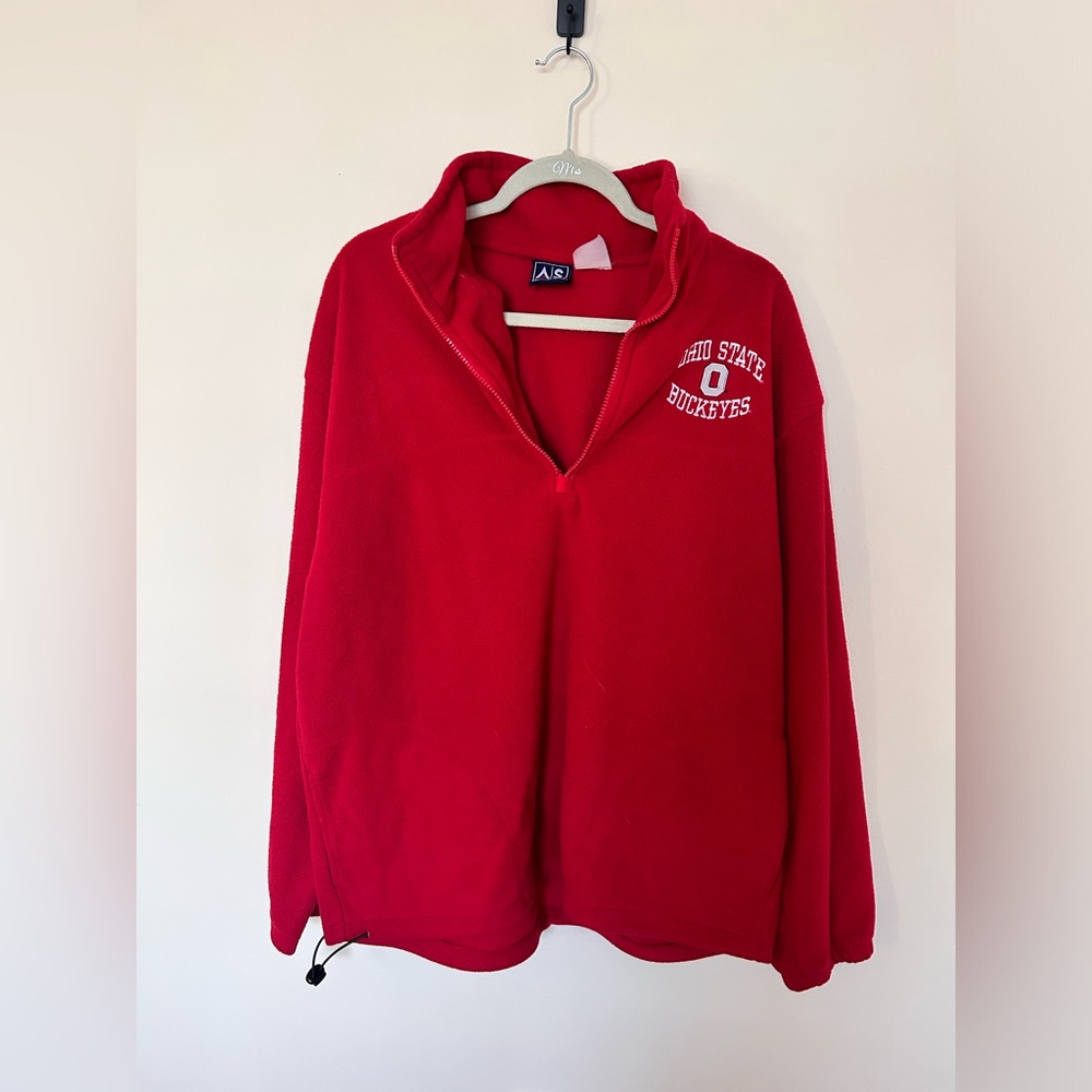 AS SPORT OSU BUCKEYES FLEECE QUARTER ZIP-ZIPPER BROKEN